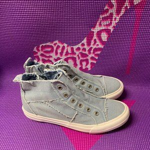 Like New Gypsy Jazz Denim Zip Sides Silver Buttons Tennis Shoes 9